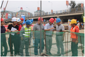 溫州市交通工程質量監(jiān)督局到公司溫州龍港大橋改建工程項目進行上半年綜合執(zhí)法大檢查