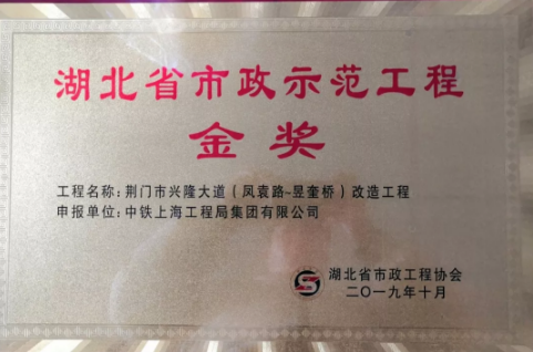 荊門興隆大道改造工程榮獲湖北省市政示范工程金獎