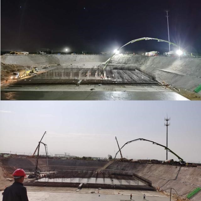 寶馬第三工廠2#雨水泵站及配套管線工程泵房四區底板混凝土順利澆筑完成
