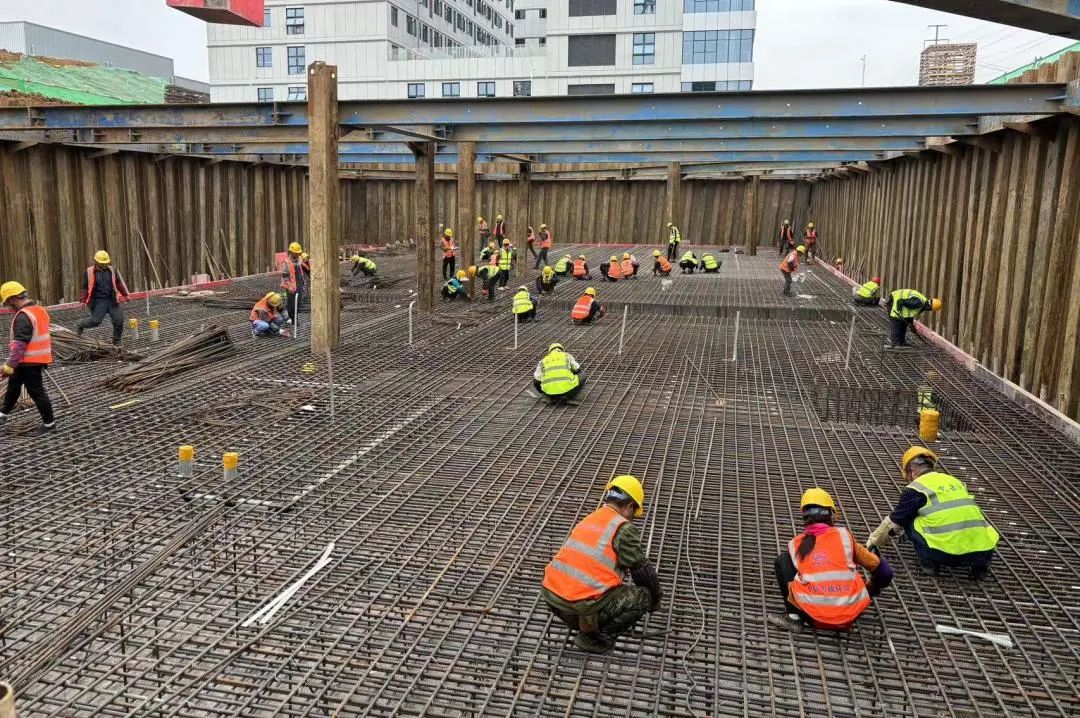 合肥智能中央廚房項目消防水池筏板基礎混凝土澆筑完成